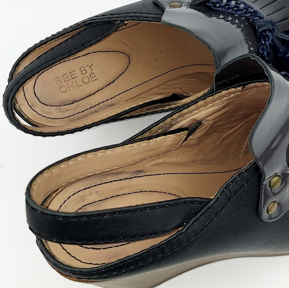 See By Chloe Slingback Wooden Wedge Heels EU38 - Picture 8 of 14